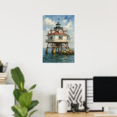 Thomas Point Shoal Lighthouse Aquarel Poster (Thuiskantoor)