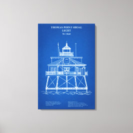 Thomas Point Shoal Lighthouse - Maryland - AD Canvas Afdruk