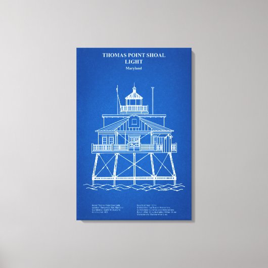 Thomas Point Shoal Lighthouse - Maryland - AD Canvas Afdruk (Voorkant)