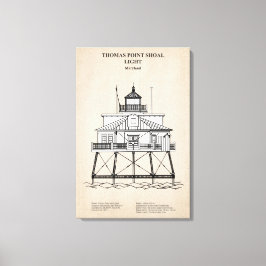 Thomas Point Shoal Lighthouse - Maryland - SBD Canvas Afdruk