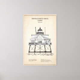 Thomas Point Shoal Lighthouse - Maryland - SBD Canvas Afdruk