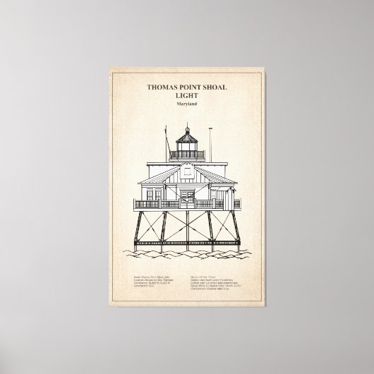 Thomas Point Shoal Lighthouse - Maryland - SBD Canvas Afdruk (Voorkant)