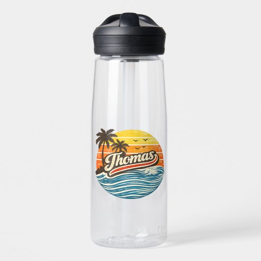 Thomas Retro Sunset Name Design Waterfles (Voorkant)