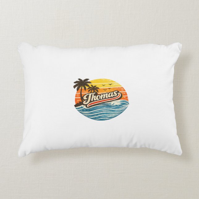 Thomas Retro Zonsondergang Naam Design Accent Kussen (Voorkant)