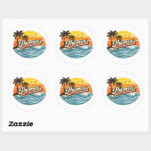 Thomas Retro Zonsondergang Naam Design Ronde Sticker (Vel)