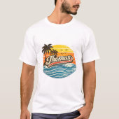 Thomas Retro Zonsondergang Naam Design T-shirt (Voorkant)