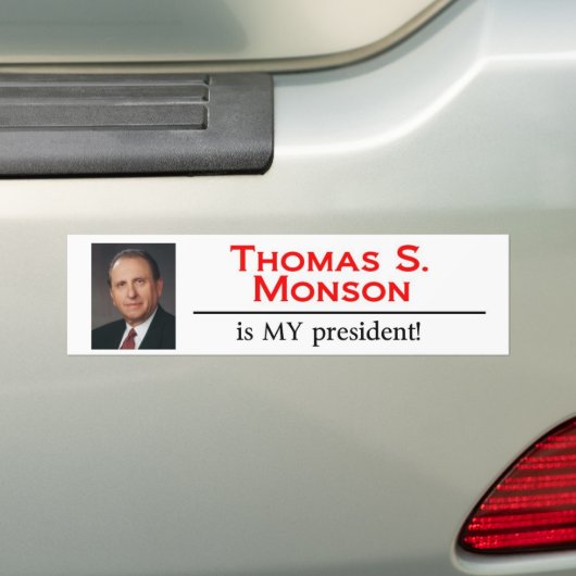 Thomas S. Monson is mijn president! Bumpersticker (Op auto)