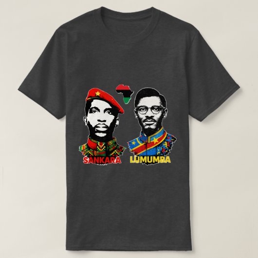Thomas Sankara & Patrice Lumumba Pan-Afrikaanse ic T-shirt (Design voorkant)