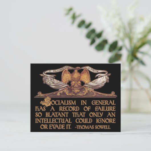 Thomas Sowell Quote over het socialisme Briefkaart (Staand voorkant)