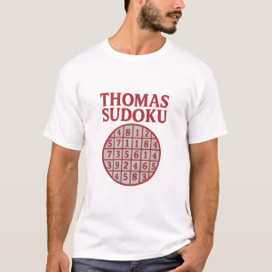 THOMAS Sudoku-puzzel – T-shirt met vette rode rast