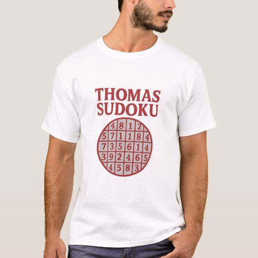 THOMAS Sudoku-puzzel – T-shirt met vette rode rast (Voorkant)