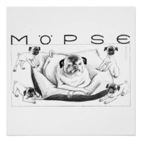 Thomas Theodor Heine - Möpse Poster Canvas Print