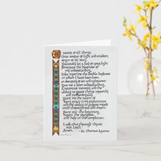 Thomas van Aquino's gebedskalligrafie Keltisch Kaart (Gele Bloem)