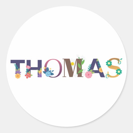 THOMAS Voornaam Elegant geborduurd Ronde Sticker (Voorkant)