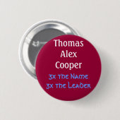 ThomasAlexCooper, 3x de Name3x Leider Ronde Button 5,7 Cm (Voorkant /achterkant)