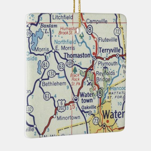 Thomaston CT  map Keramisch Ornament (Rechts)