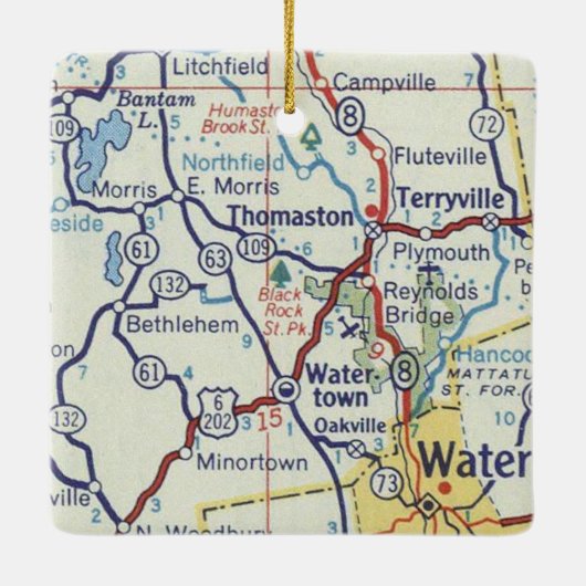 Thomaston CT  map Keramisch Ornament (Achterkant)