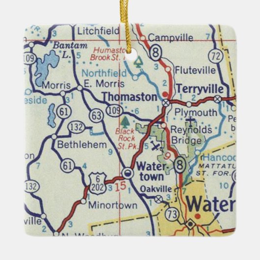 Thomaston CT  map Keramisch Ornament (Voorkant)