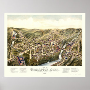 Thomaston, CT Panorama Kaart - 1879 Poster