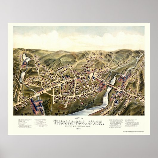 Thomaston, CT Panorama Kaart - 1879 Poster (Voorkant)