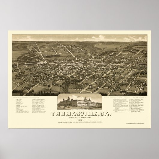 Thomasville, GA Panorama - 1885 Poster (Voorkant)
