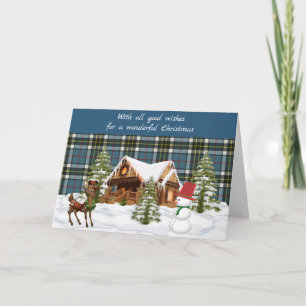 Thompson Blue Scottish Tartan Kerstmis Feestdagen Kaart