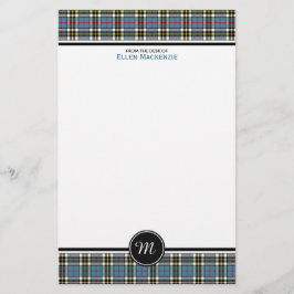 Thompson Clan Blauw Formele Jurk Tartan Monogram Briefpapier