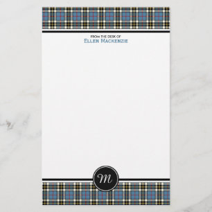 Thompson Clan Blauw Formele Jurk Tartan Monogram Briefpapier
