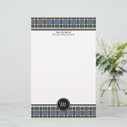 Thompson Clan Blauw Formele Jurk Tartan Monogram Briefpapier (Staand voorkant)