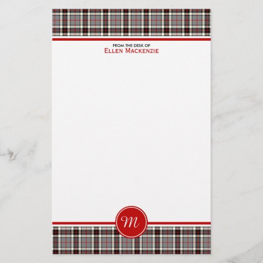 Thompson Clan Grijs Formele Jurk Tartan Monogram Briefpapier (Voorkant)