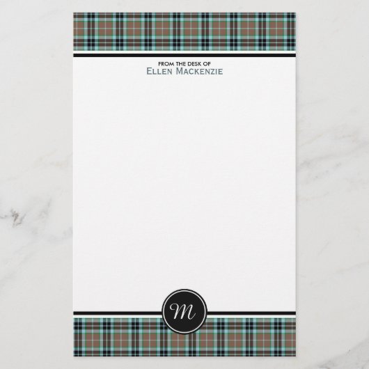 Thompson Clan Hunting Tartan Monogram Briefpapier (Voorkant)