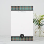 Thompson Clan Hunting Tartan Monogram Briefpapier (Staand voorkant)