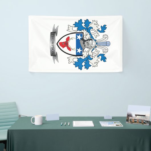 Thompson Family Crest Coat of Arms Spandoek (Beurs)