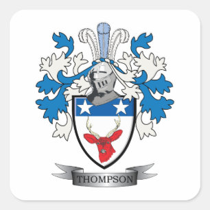 Thompson Family Crest Coat of Arms Vierkante Sticker
