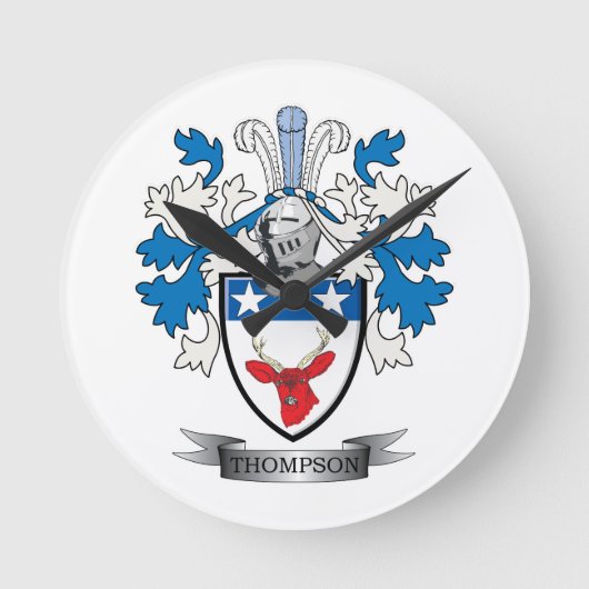 Thompson Family Crest Coat. Ronde Klok (Voorkant)