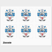 Thompson Family Crest Coat. Vierkante Sticker (Vel)