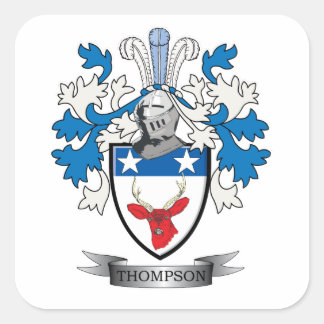 Thompson Family Crest Coat. Vierkante Sticker