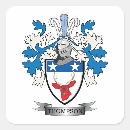 Thompson Family Crest Coat. Vierkante Sticker (Voorkant)