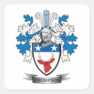 Thompson Family Crest Coat. Vierkante Sticker