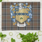 Thompson Family Crest en Hunting Tartan (Iers) Theedoek (Gevouwen)