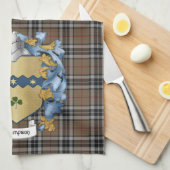 Thompson Family Crest en Hunting Tartan (Iers) Theedoek (Quarter Fold)