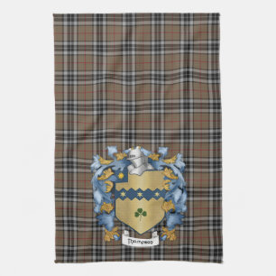 Thompson Family Crest en Hunting Tartan (Iers) Theedoek