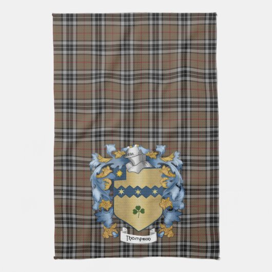 Thompson Family Crest en Hunting Tartan (Iers) Theedoek (Verticaal)