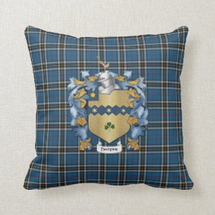 Thompson Family Crest en Tartan Pset Kussen