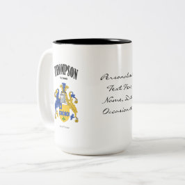 Thompson Family Crest, Vertaling & Betekenis Tweekleurige Koffiemok