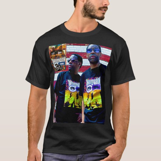 THOMPSON SPIN TWIN. Basic donker T-shirt (Voorkant)
