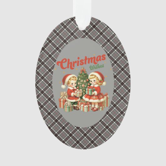 Thomson Grey Modern Tartan Christmas Ornament (voorkant)