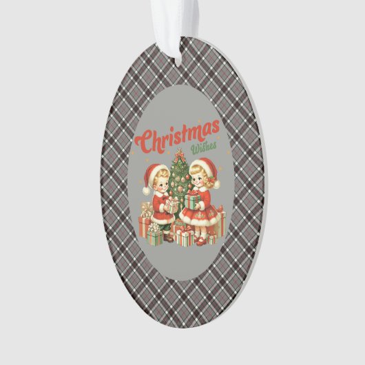 Thomson Grey Modern Tartan Christmas Ornament (voorkant)
