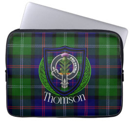 Thomson Schotse Clan Tartan en Wapen  Laptop Sleeve