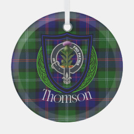 Thomson Schotse Clan Tartan & Wapen Glas Ornament